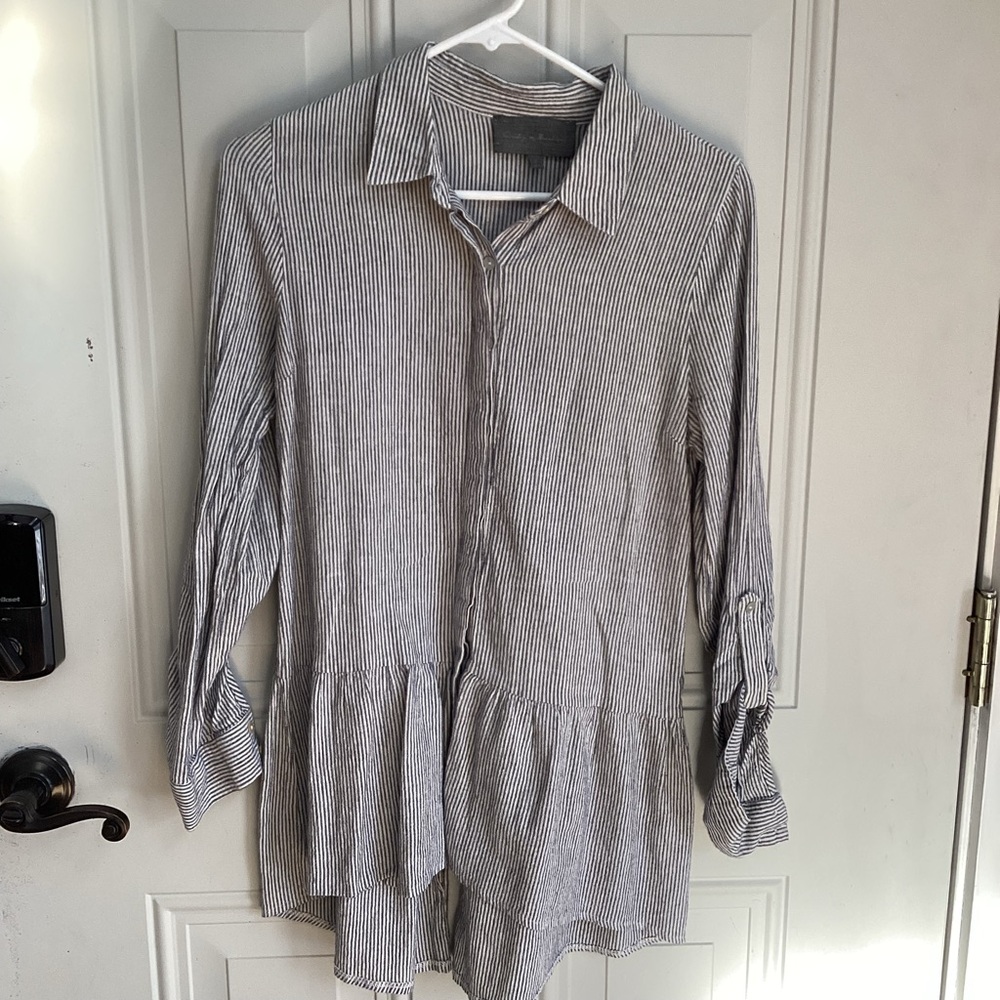 Sunday in Brooklyn Navy and White Striped Blouse